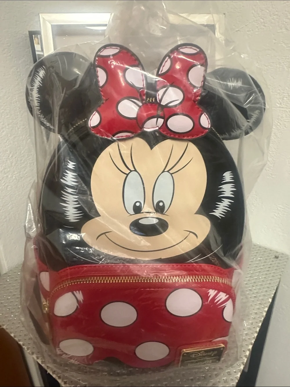 Disney Minnie Mouse Red Black Polka Dot Character Backpack NWT